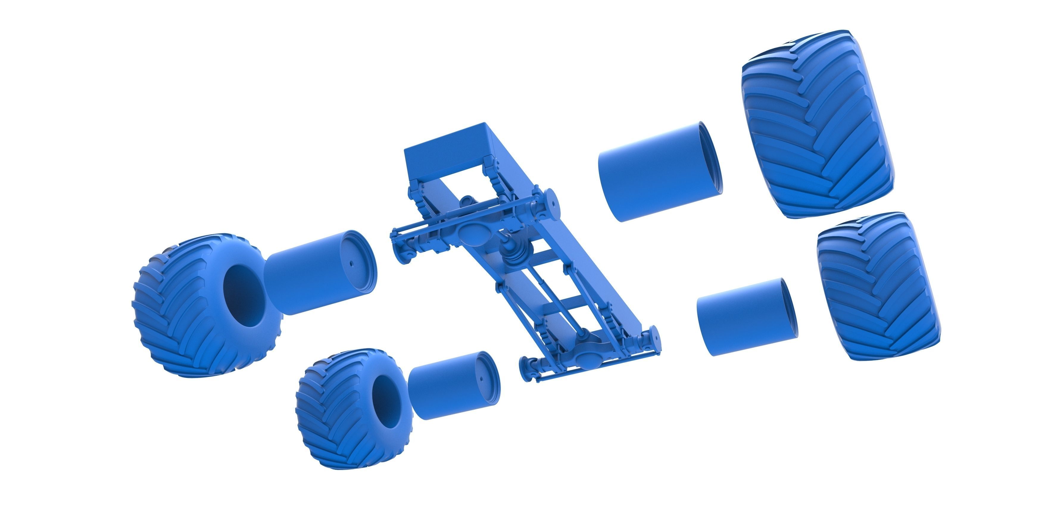 Old school monster truck chassis Scale 1 to 25 3D print model_29