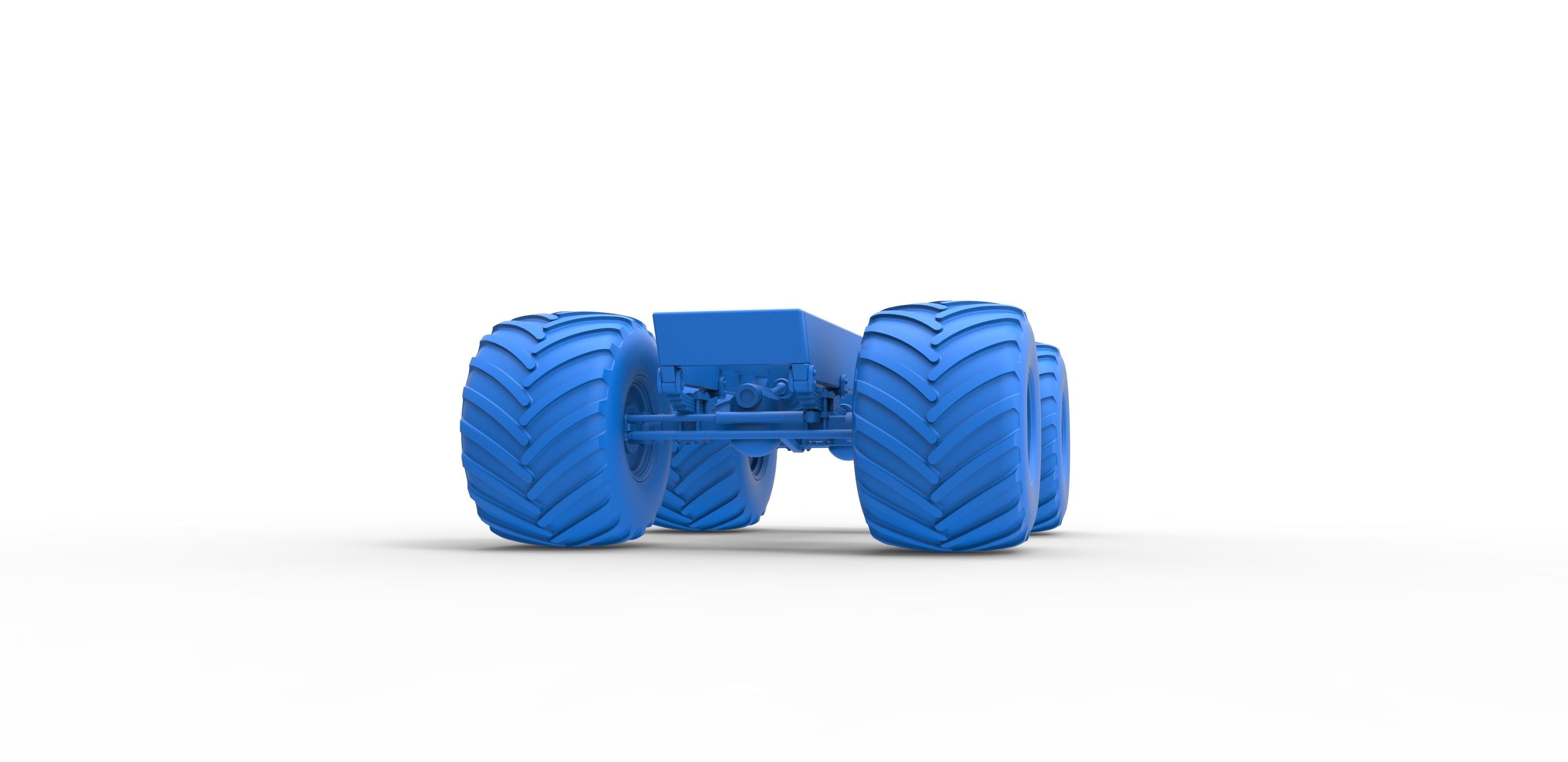 Old school monster truck chassis Scale 1 to 25 3D print model_18
