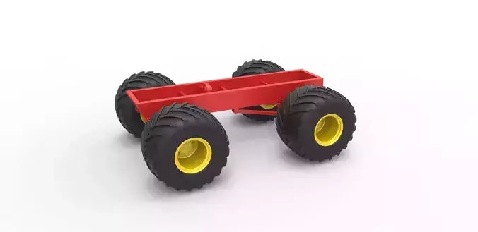Old school monster truck chassis Scale 1 to 25 3D print model