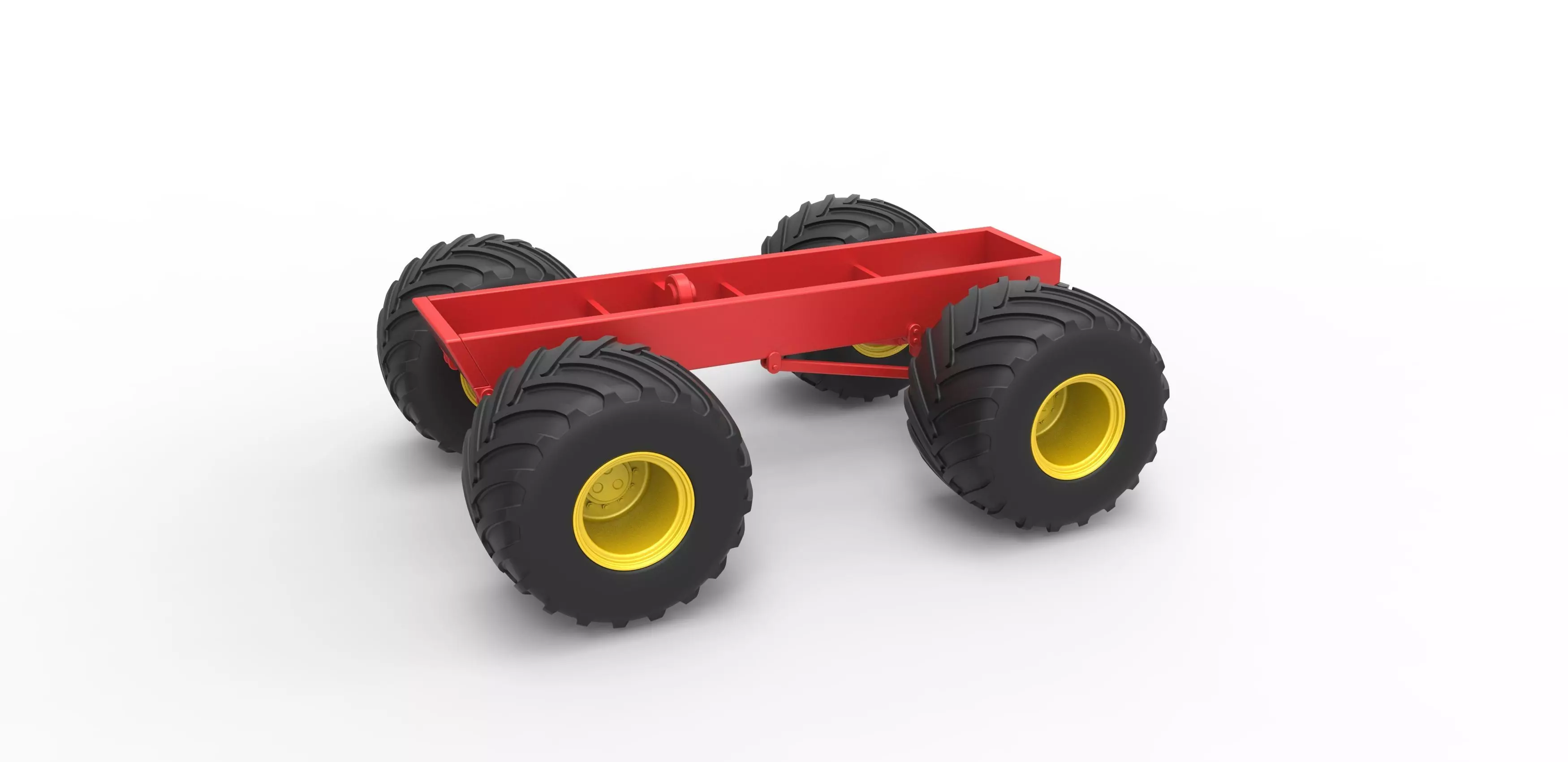 Old school monster truck chassis Scale 1 to 25 3D print model_0