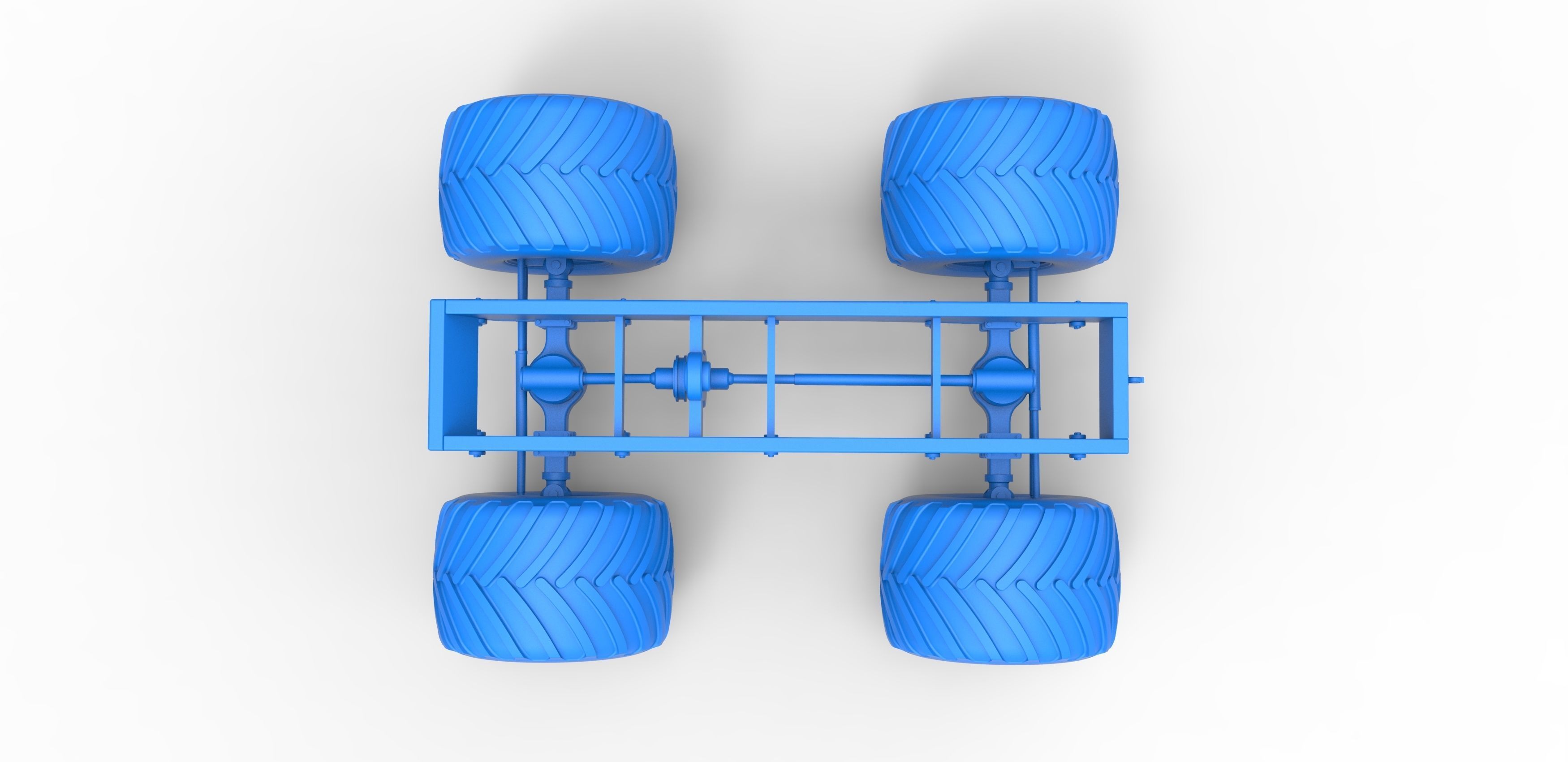 Old school monster truck chassis Scale 1 to 25 3D print model_23