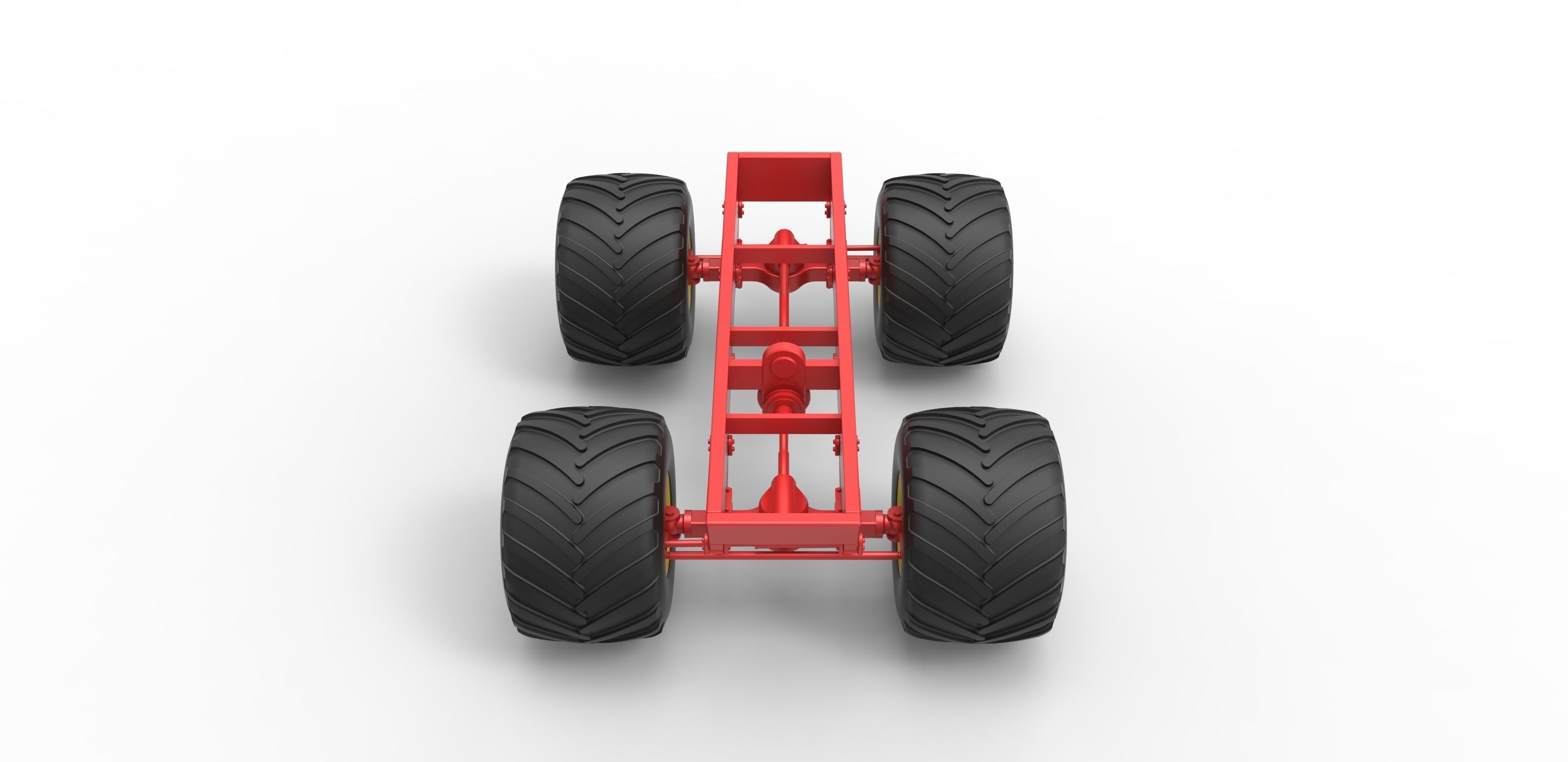 Old school monster truck chassis Scale 1 to 25 3D print model_5