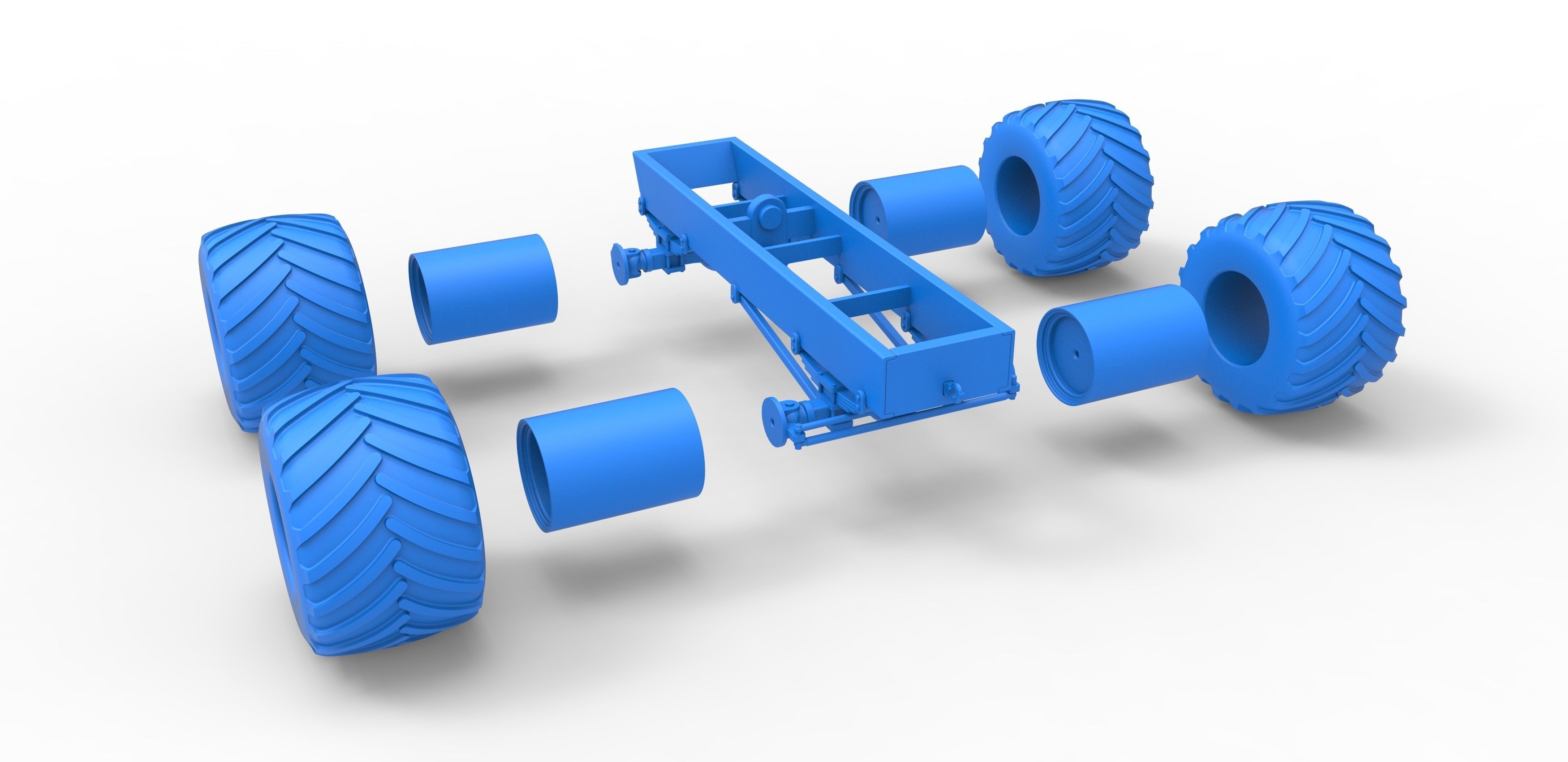 Old school monster truck chassis Scale 1 to 25 3D print model_30