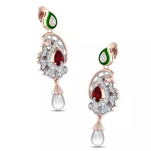 Women earrings 3dm stl render detail