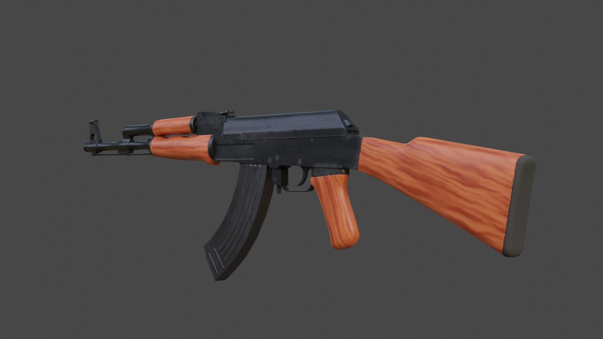 Low Poly AK-47 Unwrapped Textured Game-Ready UDIM Low-poly 3D model_3