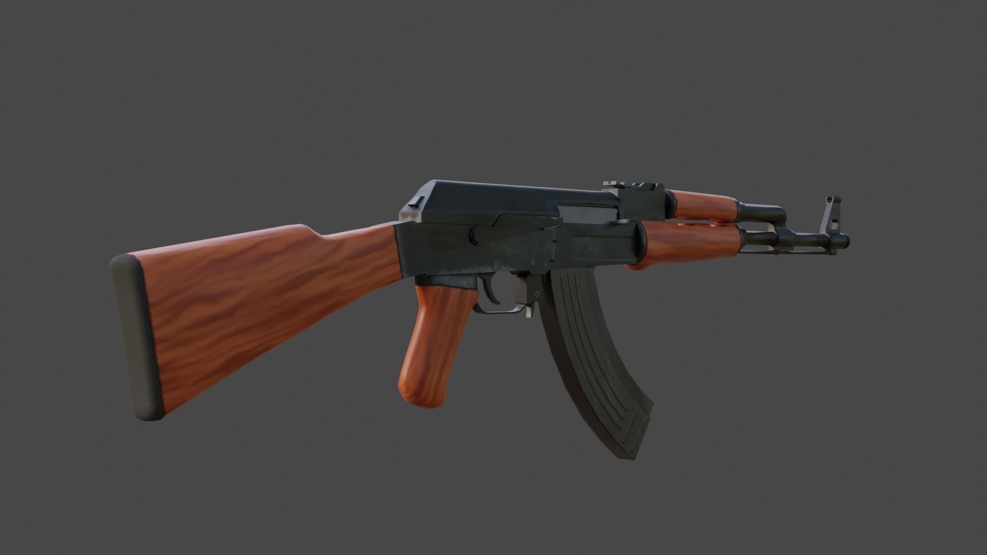 Low Poly AK-47 Unwrapped Textured Game-Ready UDIM Low-poly 3D model_4