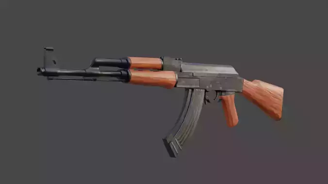 Low Poly AK-47 Unwrapped Textured Game-Ready UDIM Low-poly 3D model