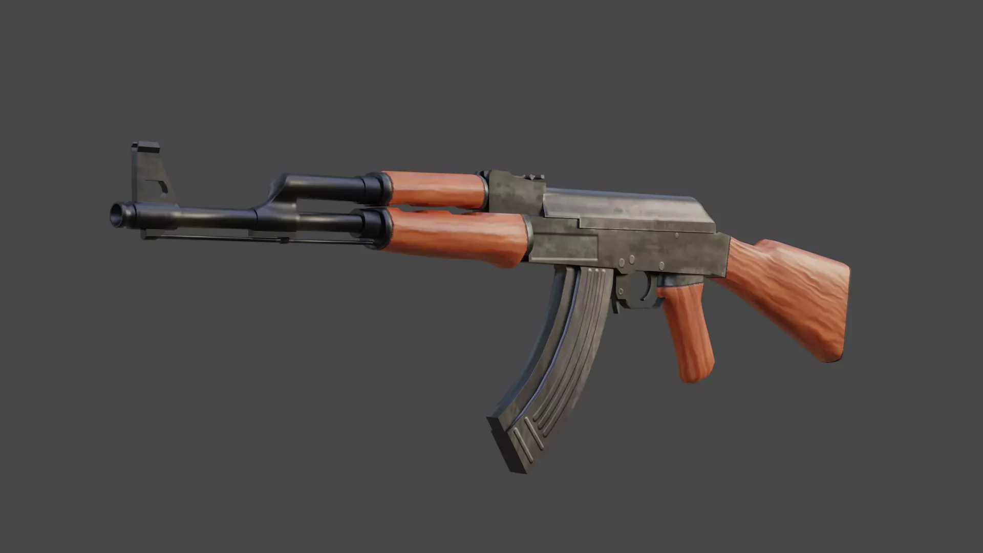 Low Poly AK-47 Unwrapped Textured Game-Ready UDIM Low-poly 3D model_0