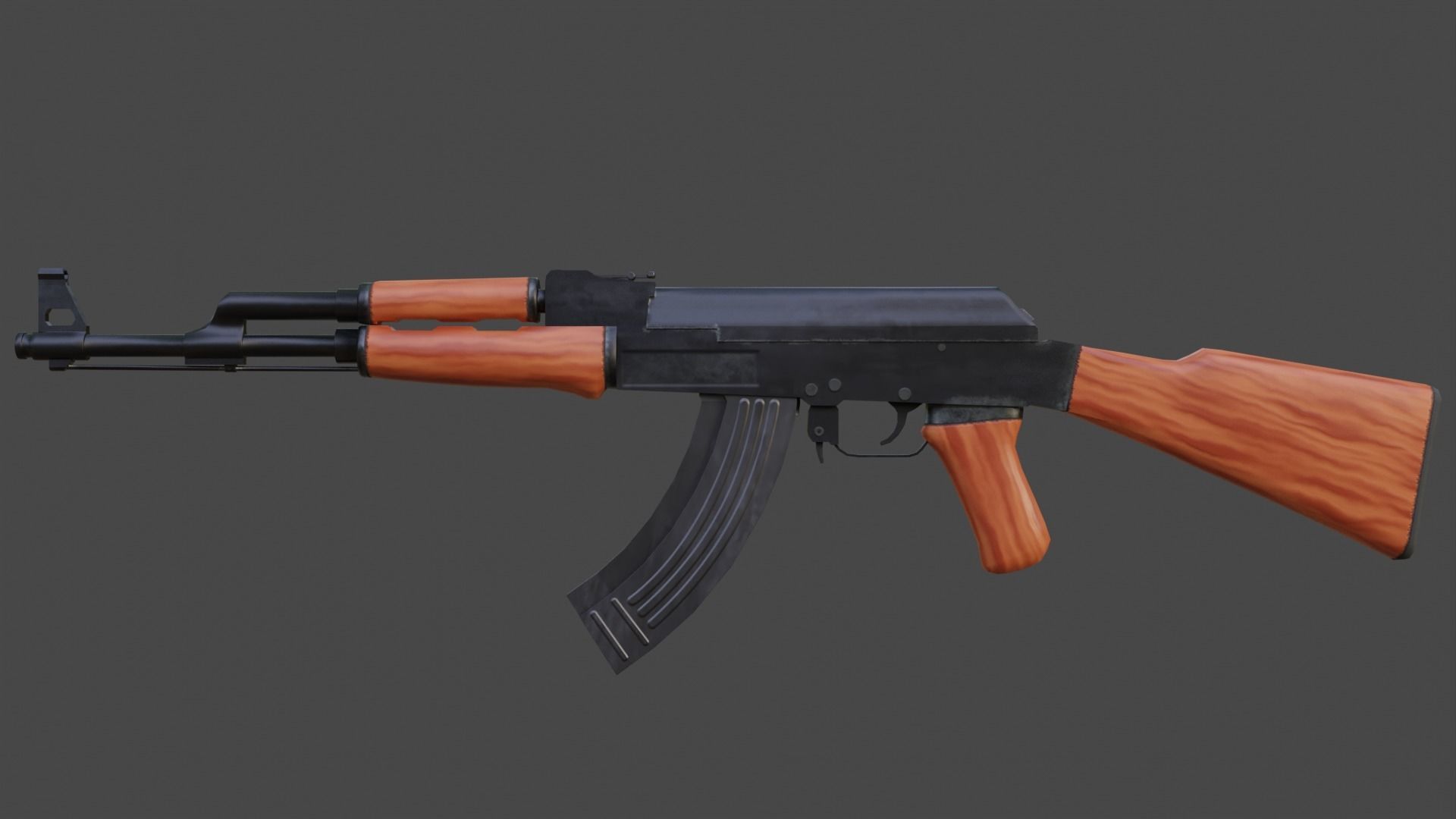 Low Poly AK-47 Unwrapped Textured Game-Ready UDIM Low-poly 3D model_2