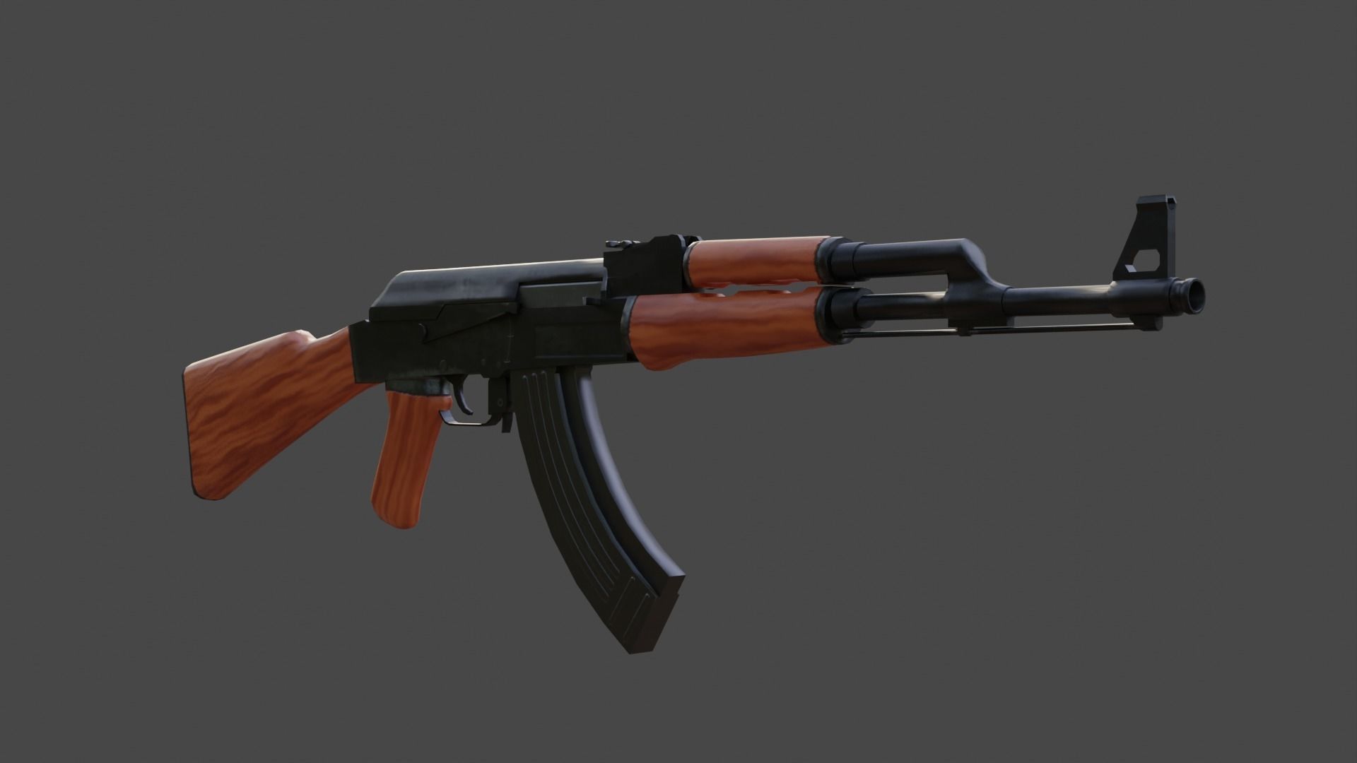 Low Poly AK-47 Unwrapped Textured Game-Ready UDIM Low-poly 3D model_6