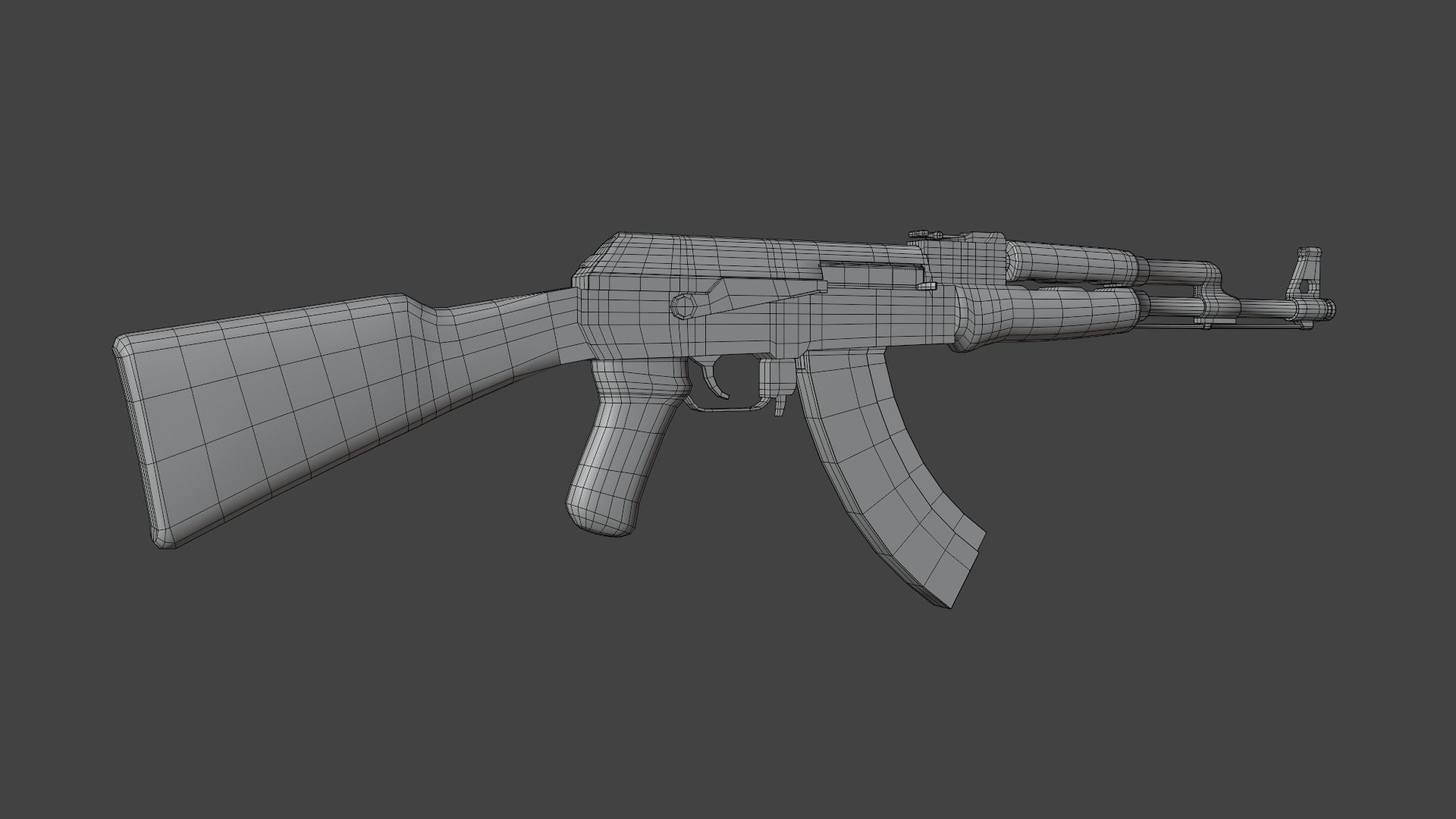 Low Poly AK-47 Unwrapped Textured Game-Ready UDIM Low-poly 3D model_10