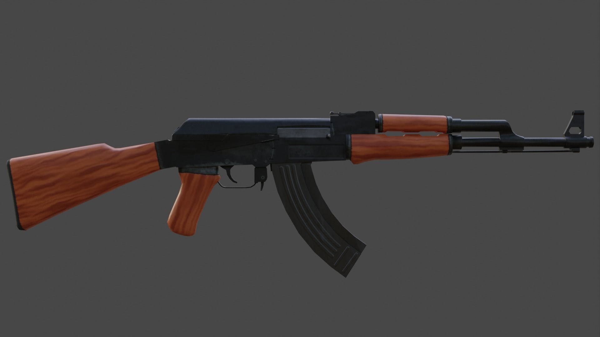 Low Poly AK-47 Unwrapped Textured Game-Ready UDIM Low-poly 3D model_5