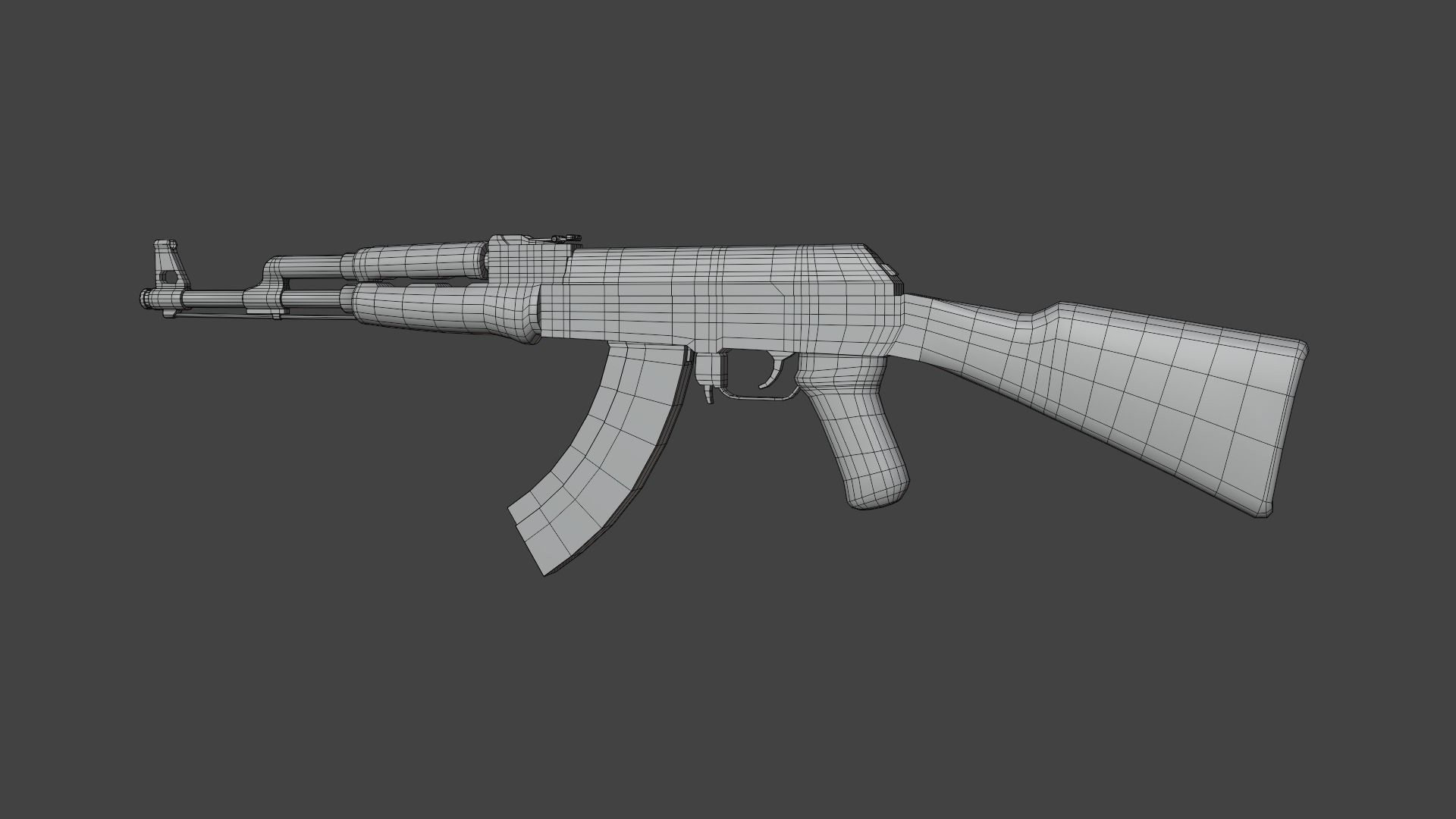 Low Poly AK-47 Unwrapped Textured Game-Ready UDIM Low-poly 3D model_9