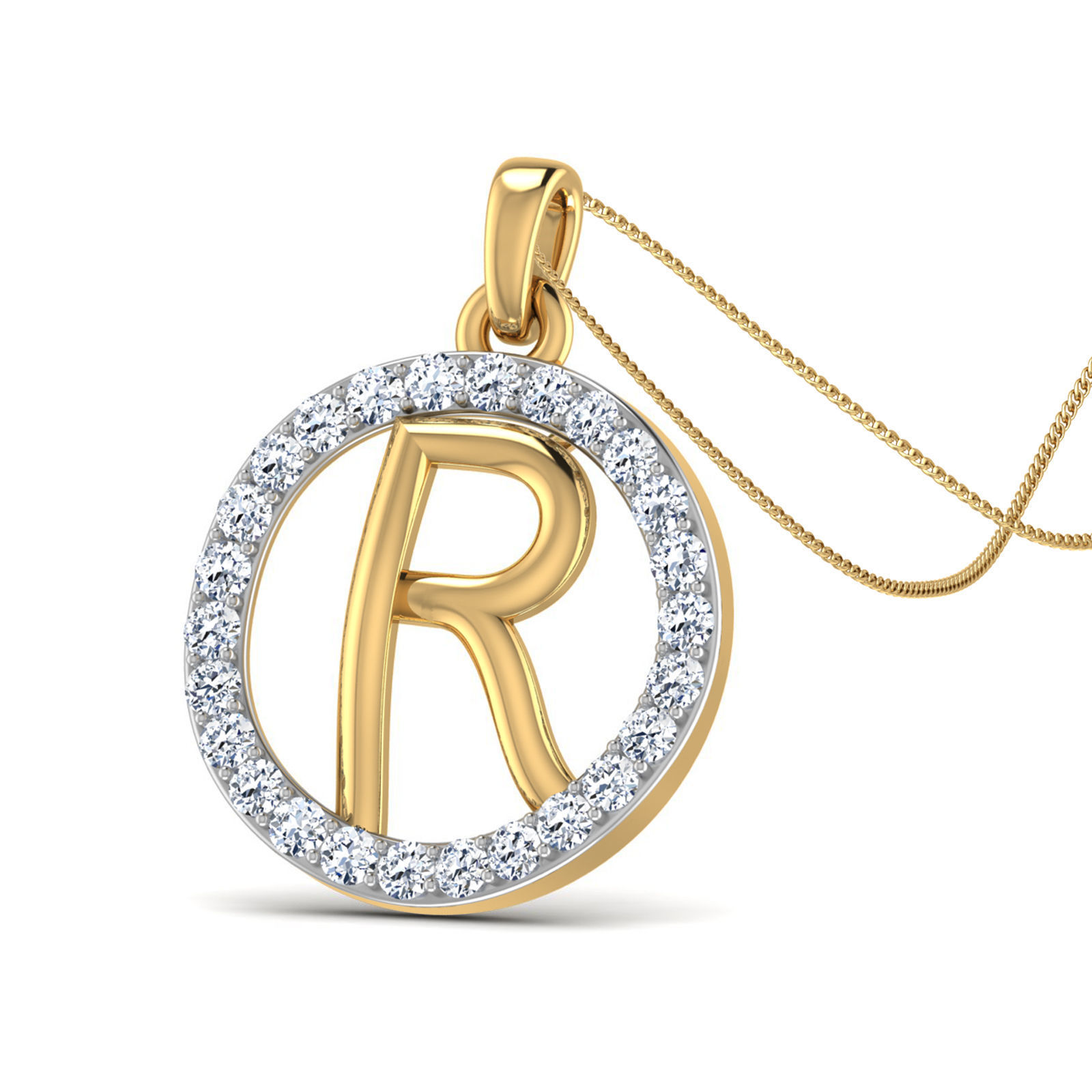 Alphabet - R pendant 3dm render detail 3D print model_1