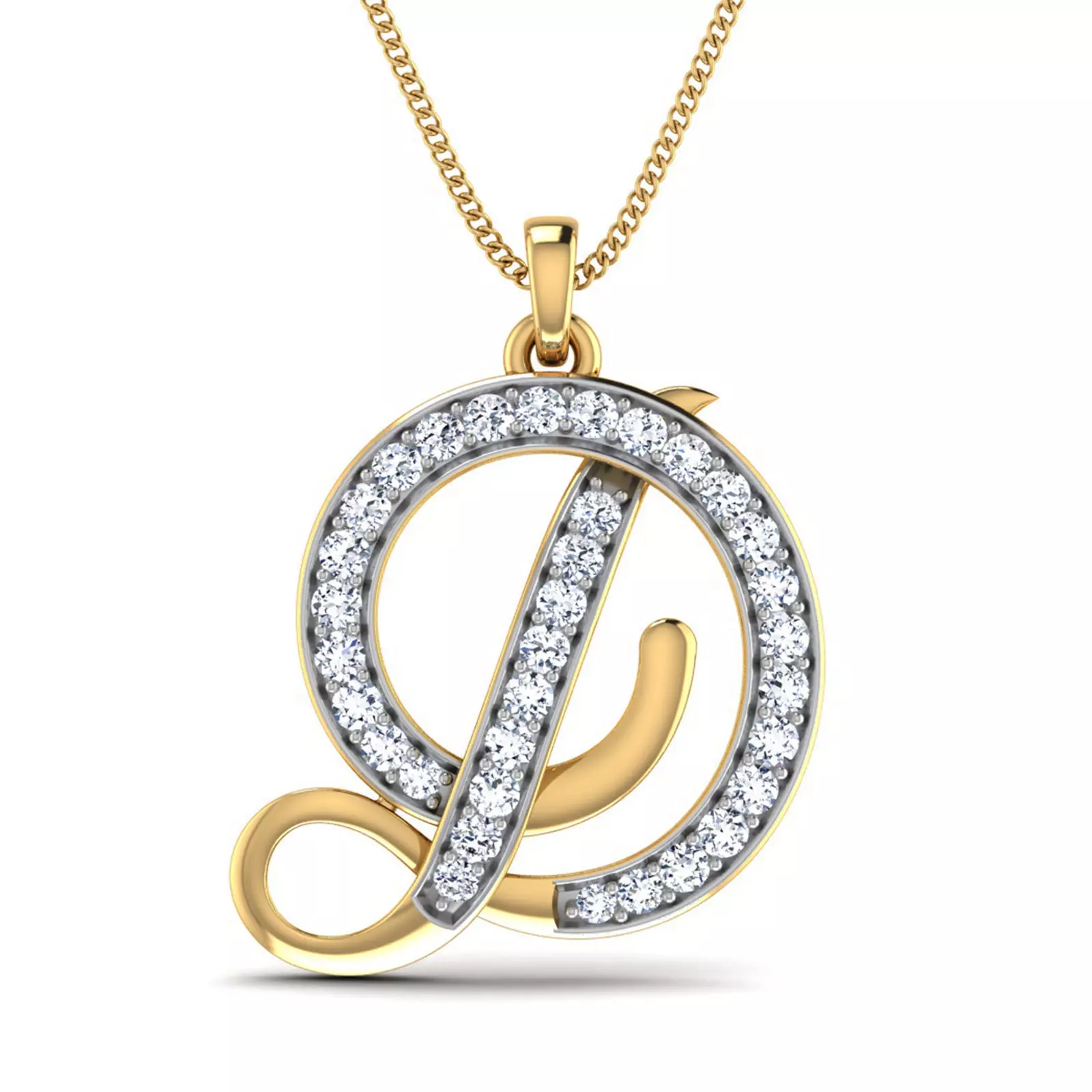 Alphabet - D pendant 3dm render detail 3D print model_0