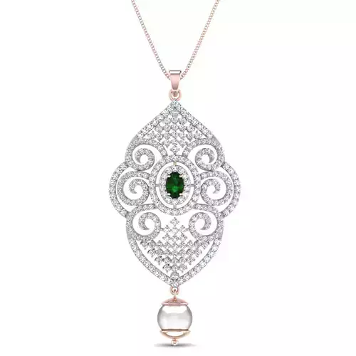 Women pendant-earrings set 3dm stl render detail