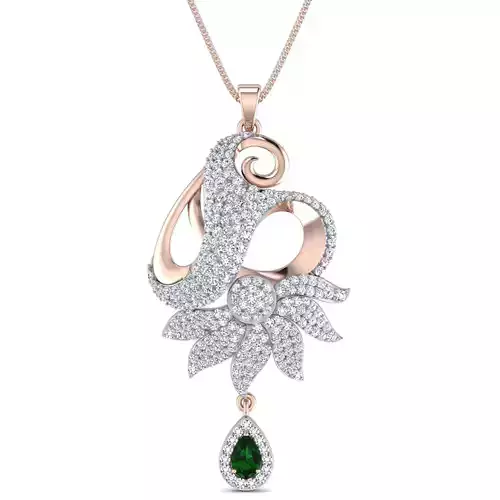 Women pendant-earrings set 3dm stl render detail