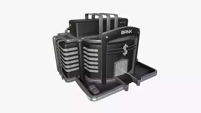 SciFi Bank A07 Black - Sci Fi Exterior Design Low-poly 3D model
