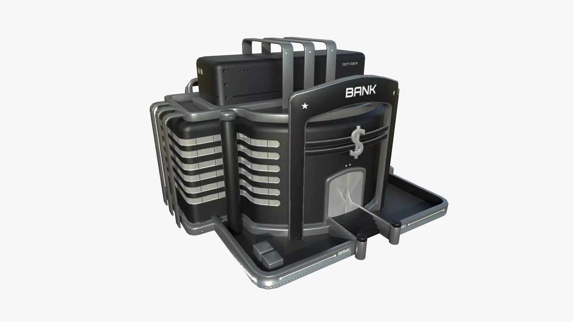 SciFi Bank A07 Black - Sci Fi Exterior Design Low-poly 3D model_0