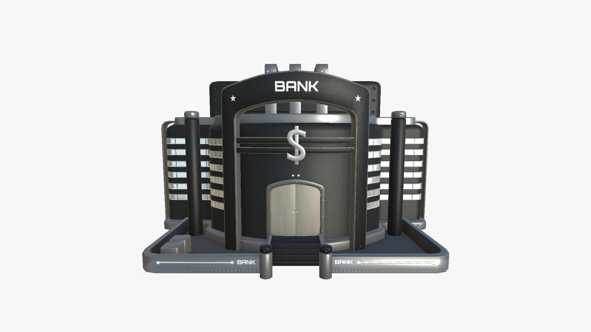 SciFi Bank A07 Black - Sci Fi Exterior Design Low-poly 3D model_1