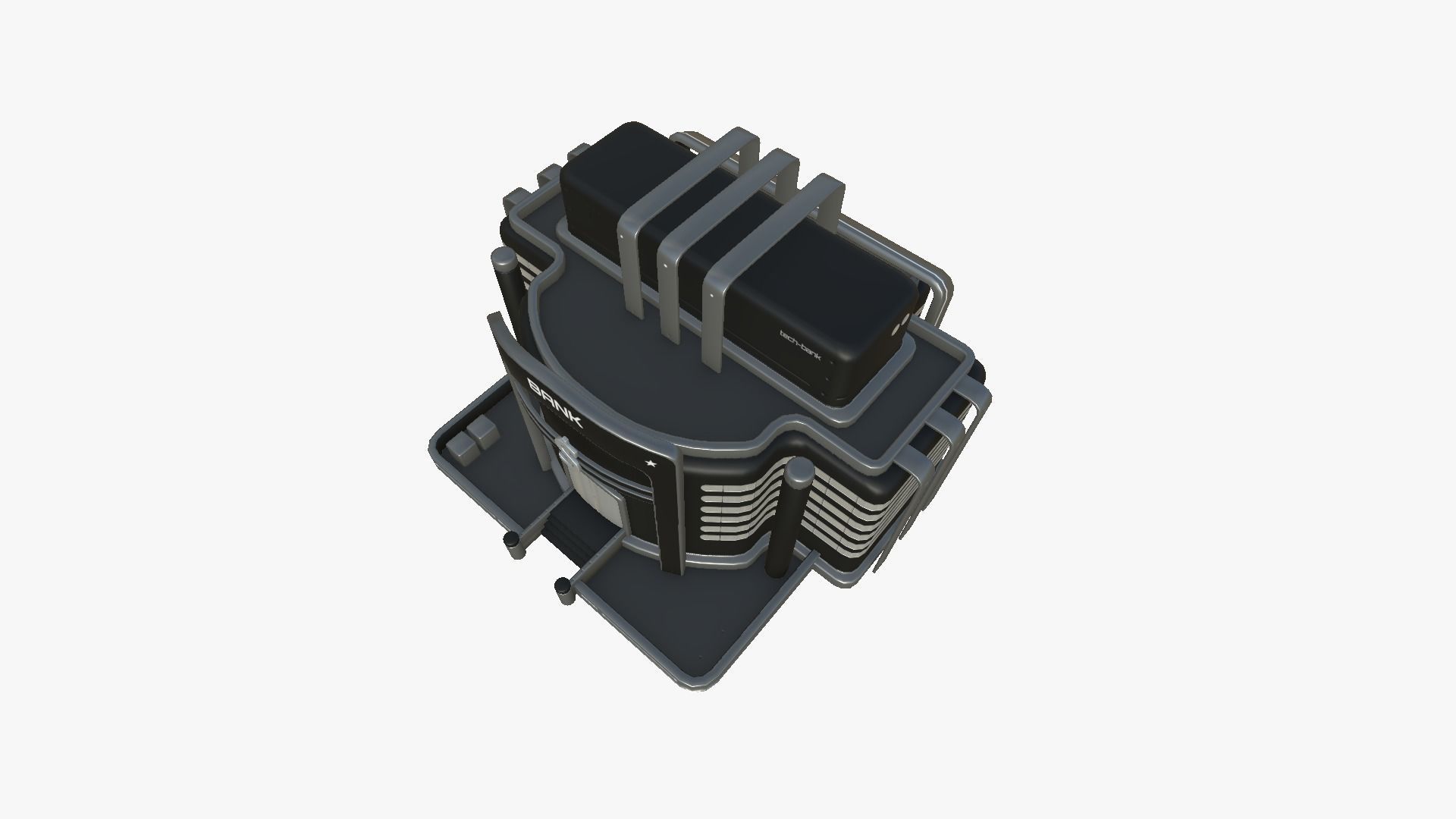 SciFi Bank A07 Black - Sci Fi Exterior Design Low-poly 3D model_4