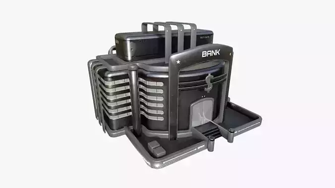 SciFi Bank A09 Dark Metal - Sci Fi Exterior Design Low-poly 3D model