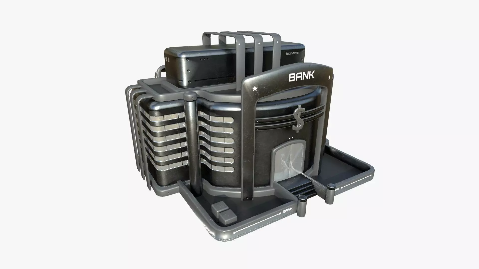 SciFi Bank A09 Dark Metal - Sci Fi Exterior Design Low-poly 3D model_0