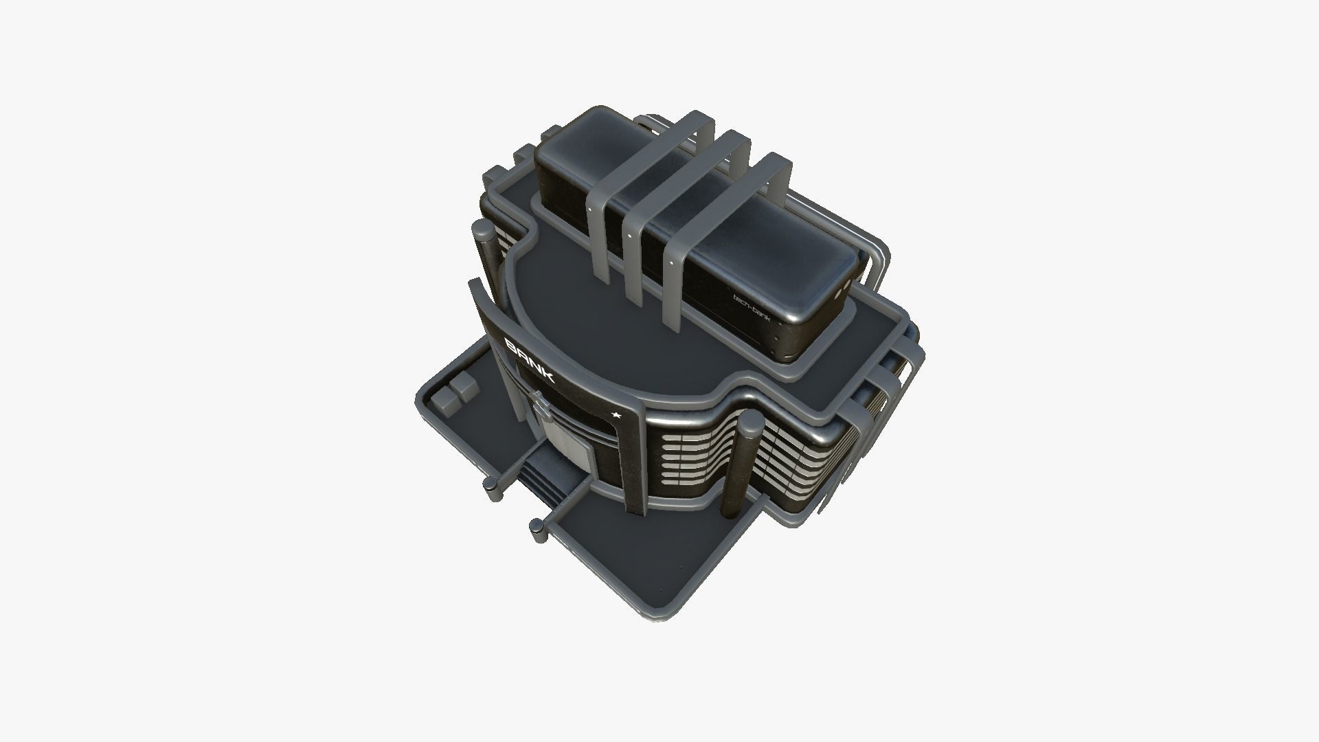 SciFi Bank A09 Dark Metal - Sci Fi Exterior Design Low-poly 3D model_4