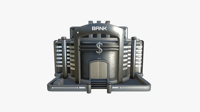 SciFi Bank A09 Dark Metal - Sci Fi Exterior Design Low-poly 3D model 2