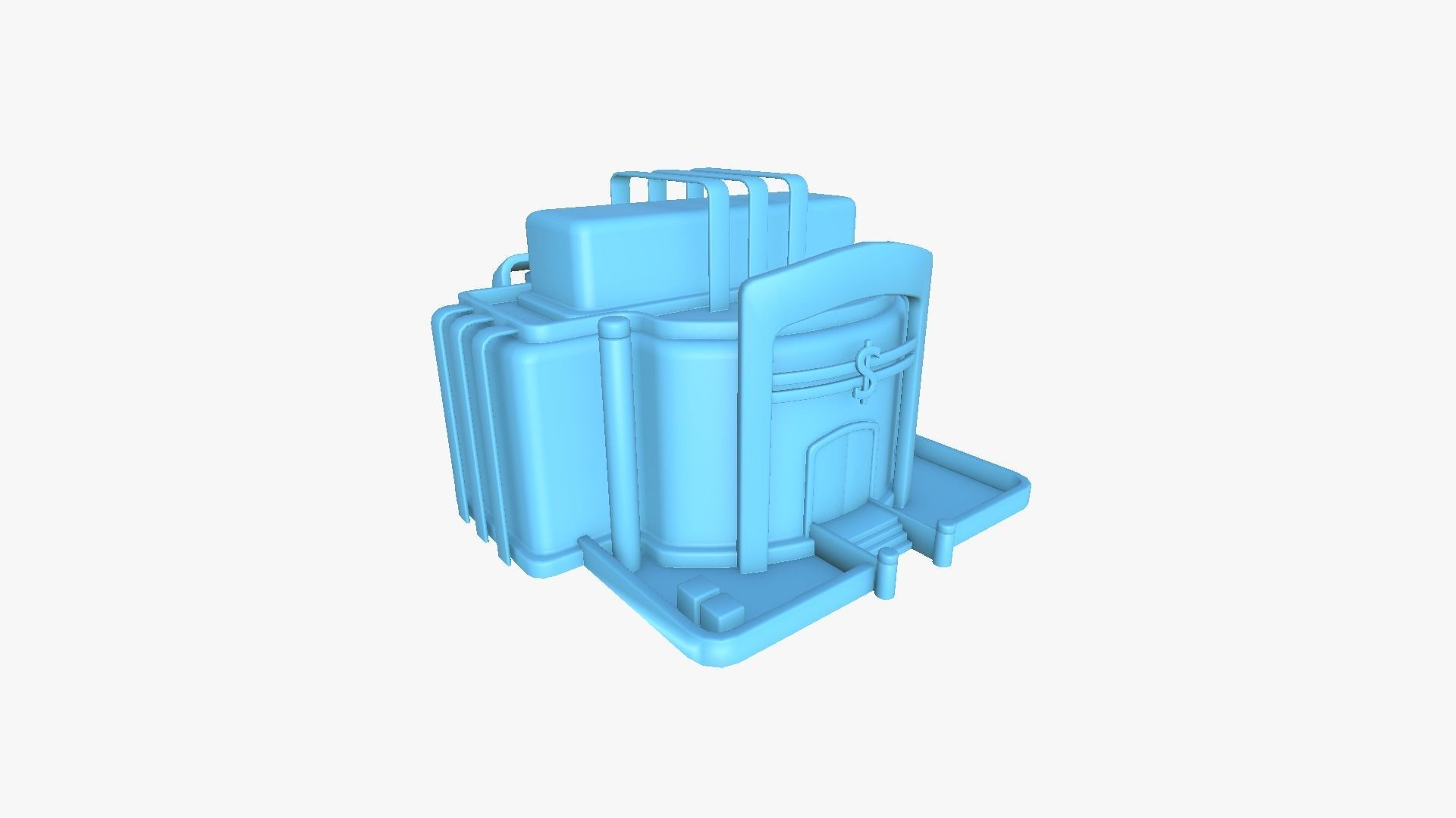 SciFi Bank A09 Dark Metal - Sci Fi Exterior Design Low-poly 3D model_7