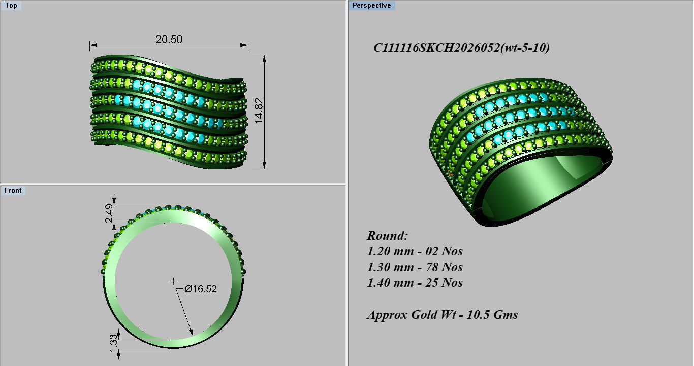 Women cocktail ring 3dm stl renders detail 3D print model_4