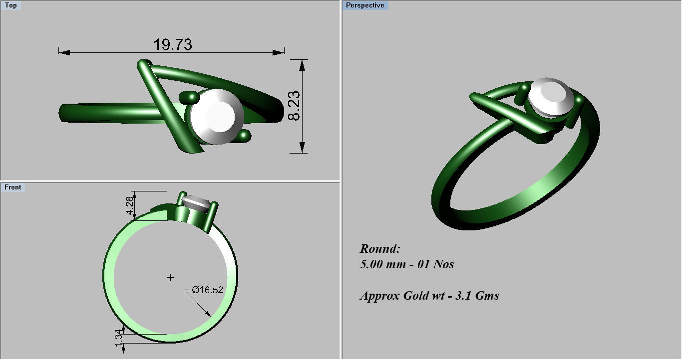 Women Diamond Ring 3dm render details 3D print model_4