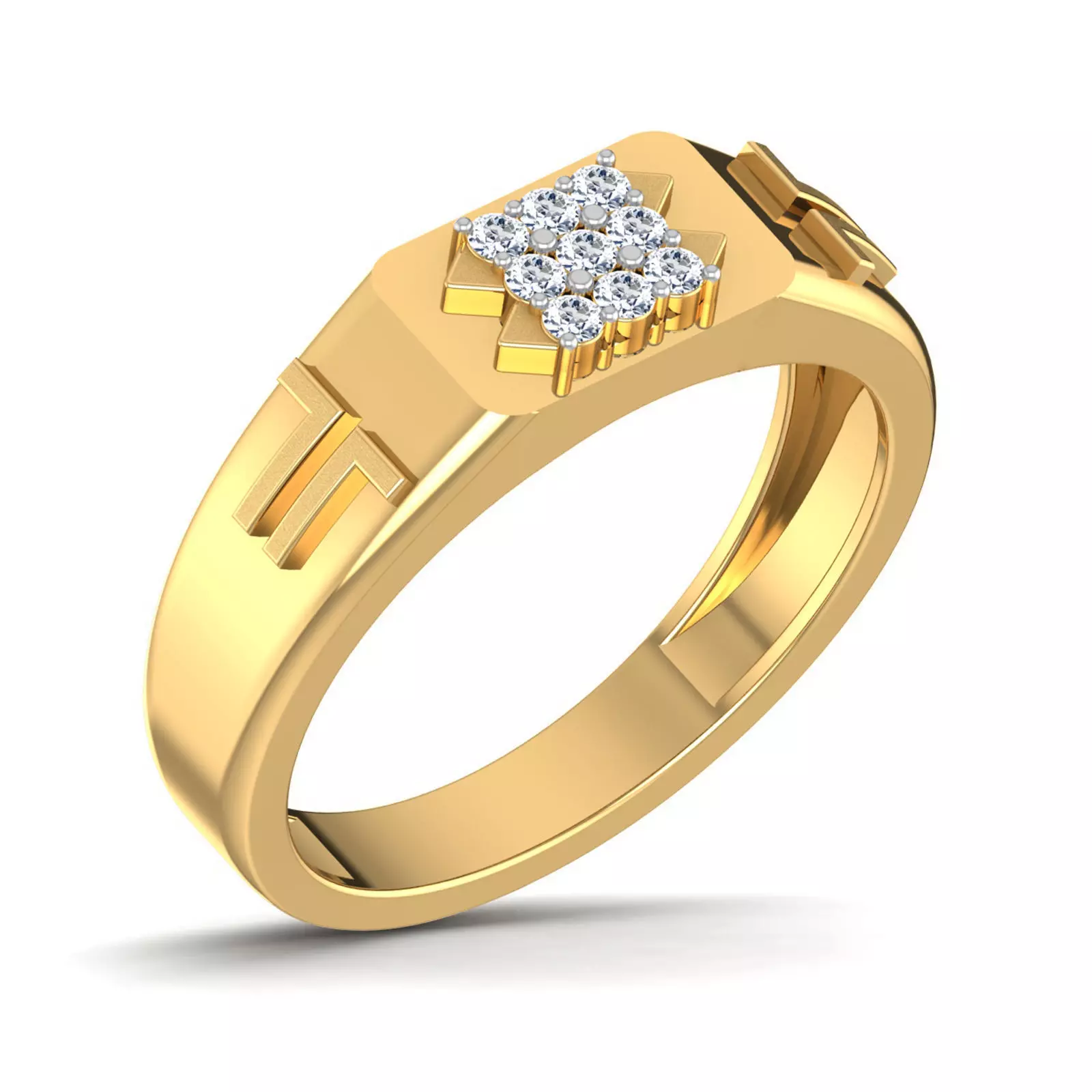 Gents Diamond Ring 3dm render details 3D print model_0