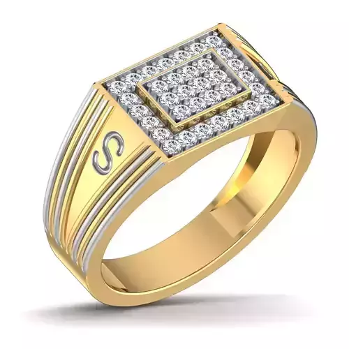 Gents Diamond Ring 3dm render details