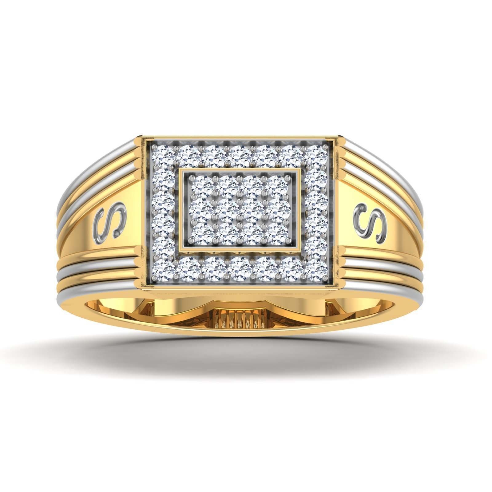 Gents Diamond Ring 3dm render details 3D print model_3