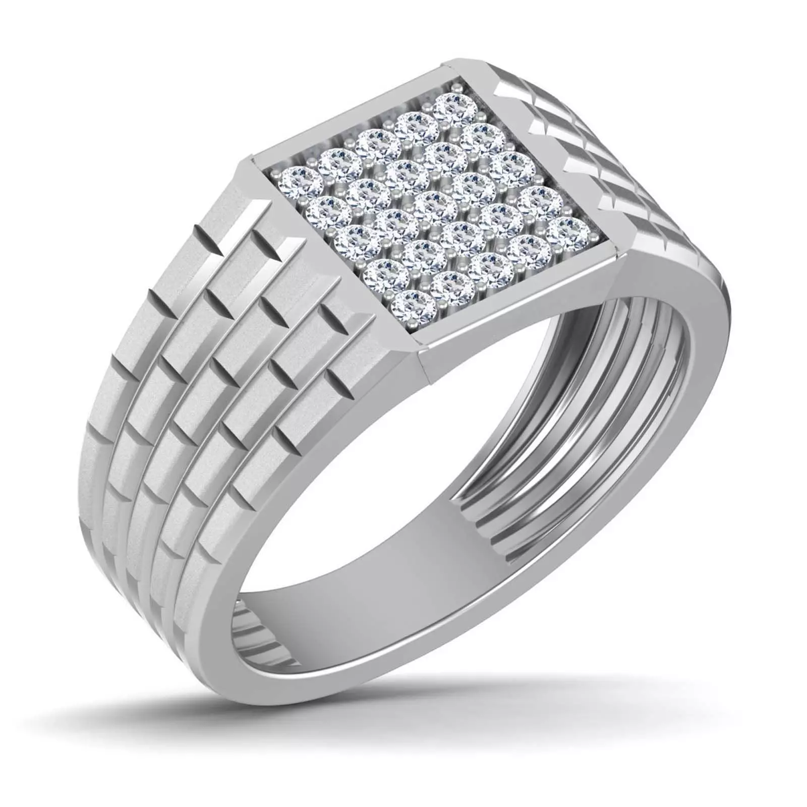 Gents Diamond Ring 3dm render details 3D print model_0
