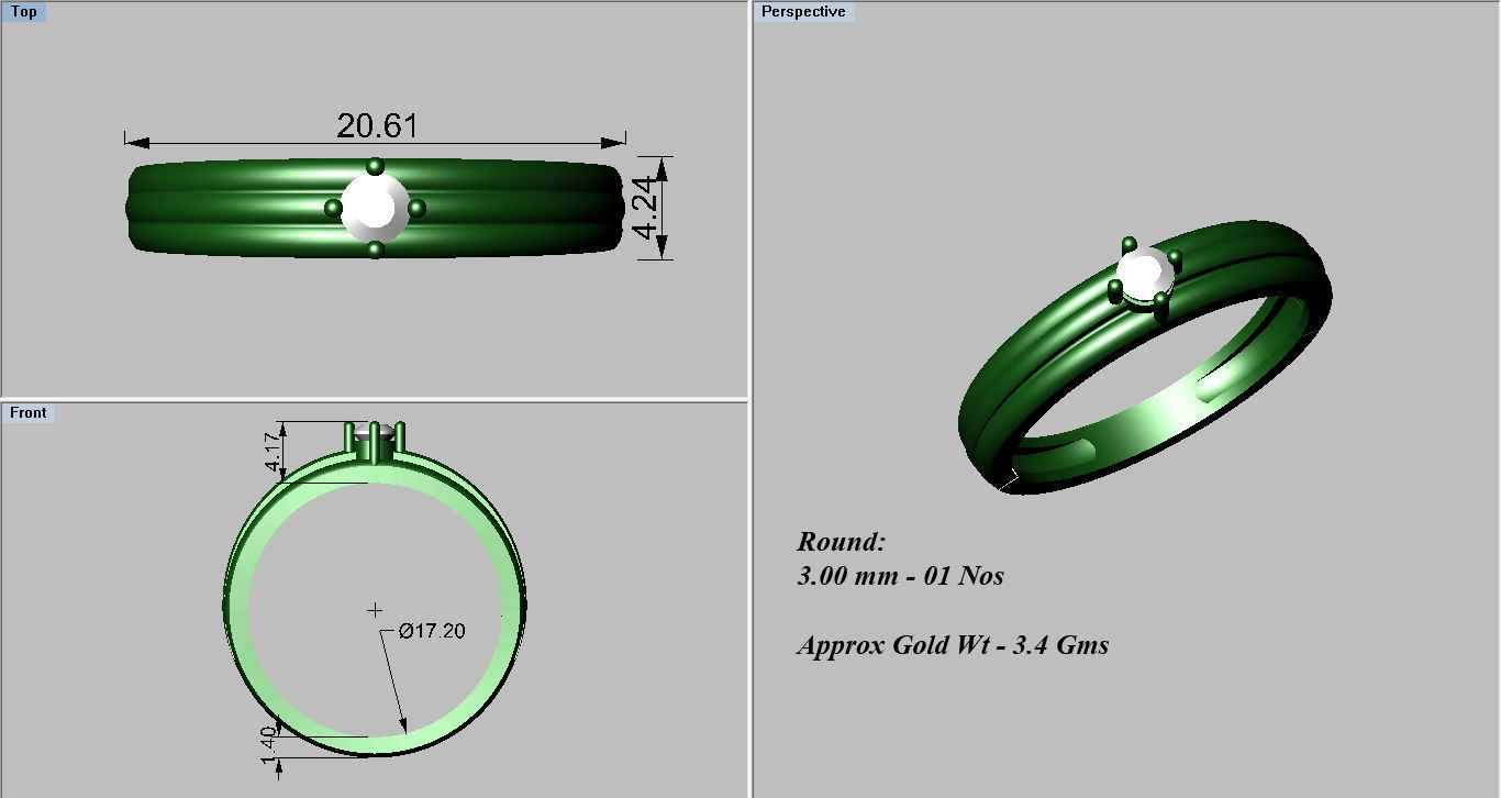 Gents Diamond Ring 3dm render details 3D print model_4