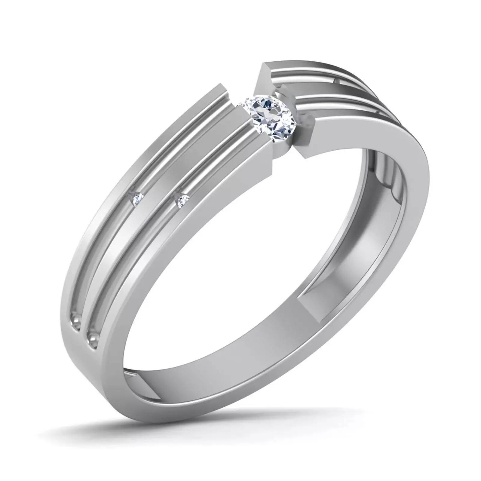 Gents Diamond Ring 3dm render details 3D print model_0