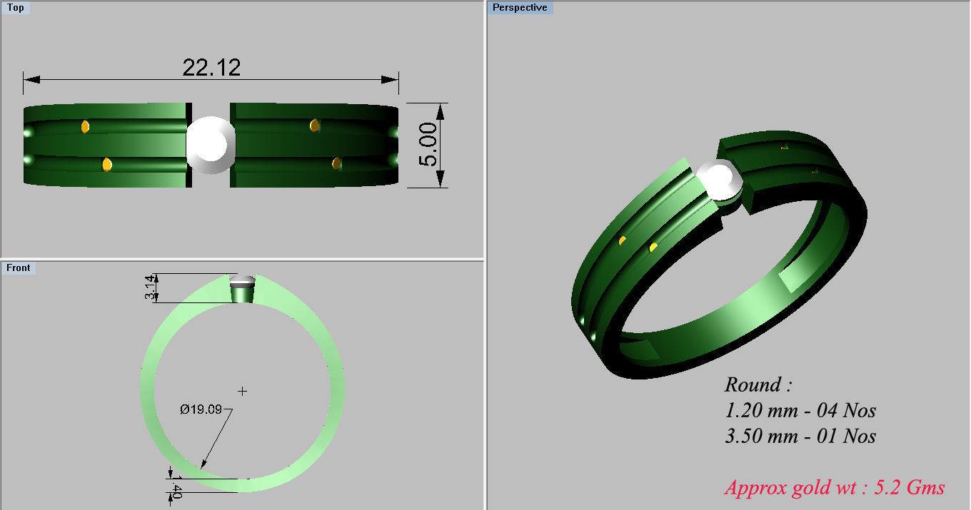 Gents Diamond Ring 3dm render details 3D print model_4