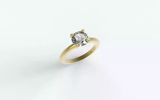 Solitaire gold ring with diamond