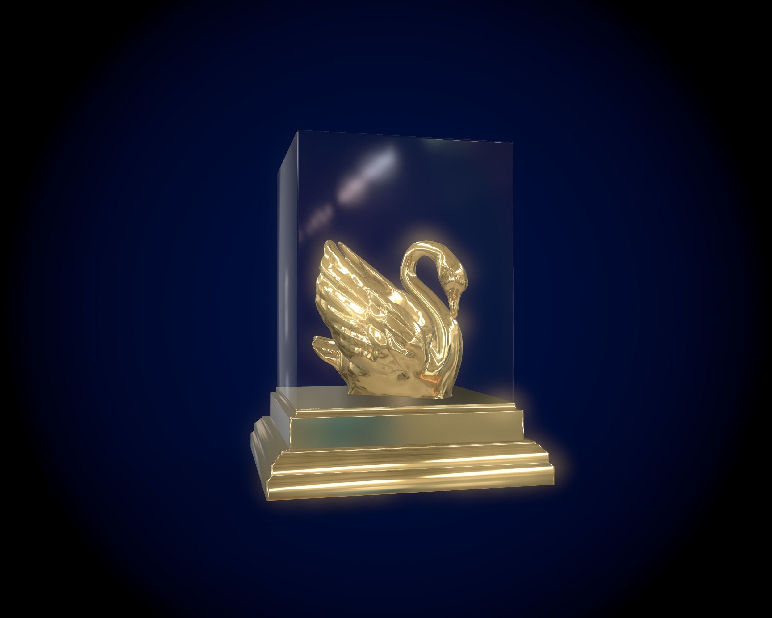 Gold Swan 3D model_2