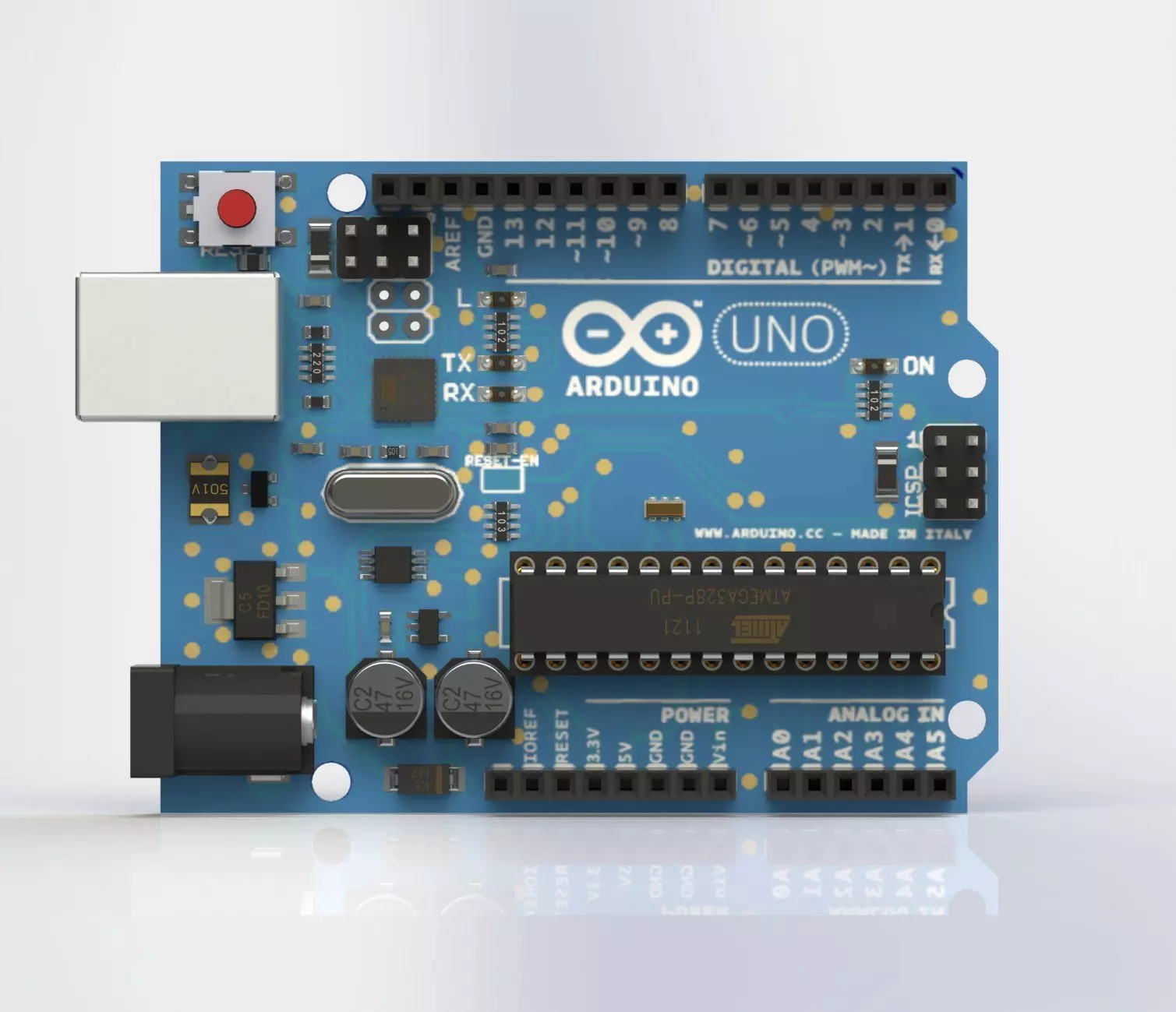 Arduino Uno Rev 3 in solidworks 3D model_0