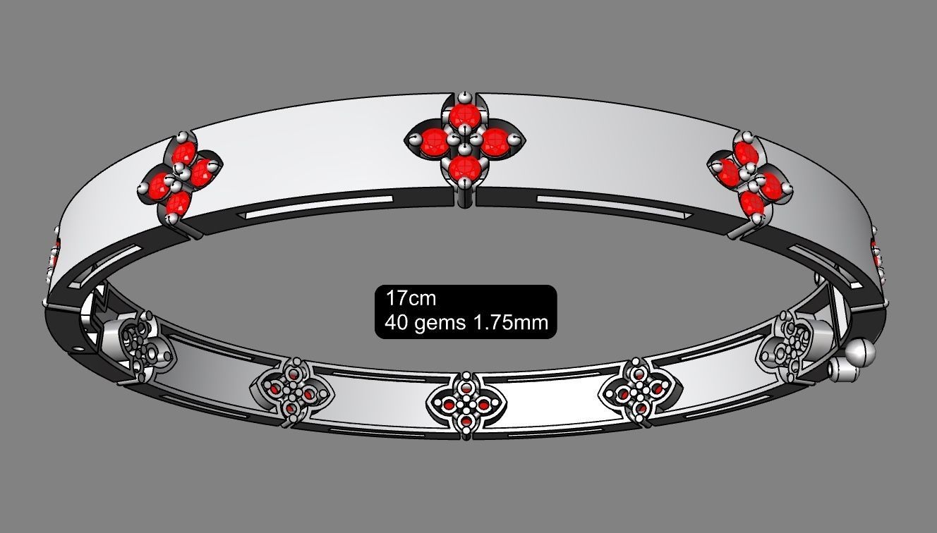 flower bracelet 3D print model_1