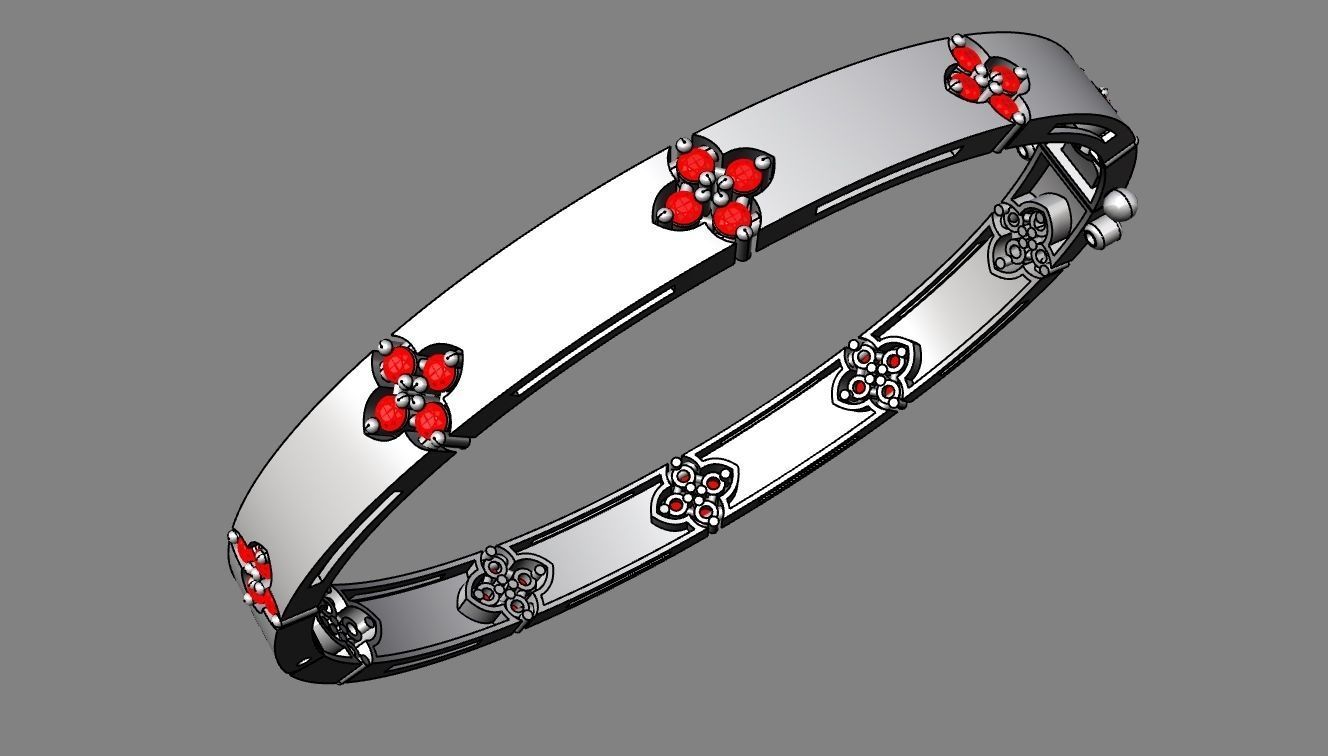 flower bracelet 3D print model_4