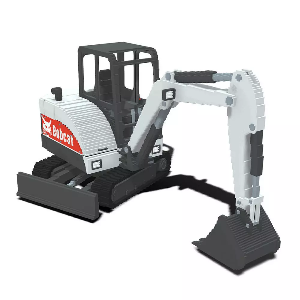 Voxel Bobcat Excavator Low-poly 3D model