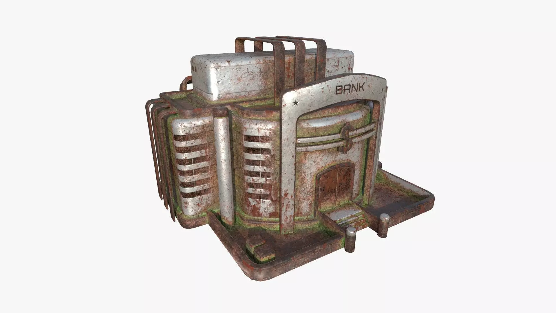 SciFi Bank A10 Abandoned - Sci Fi Exterior Design Low-poly 3D model_0