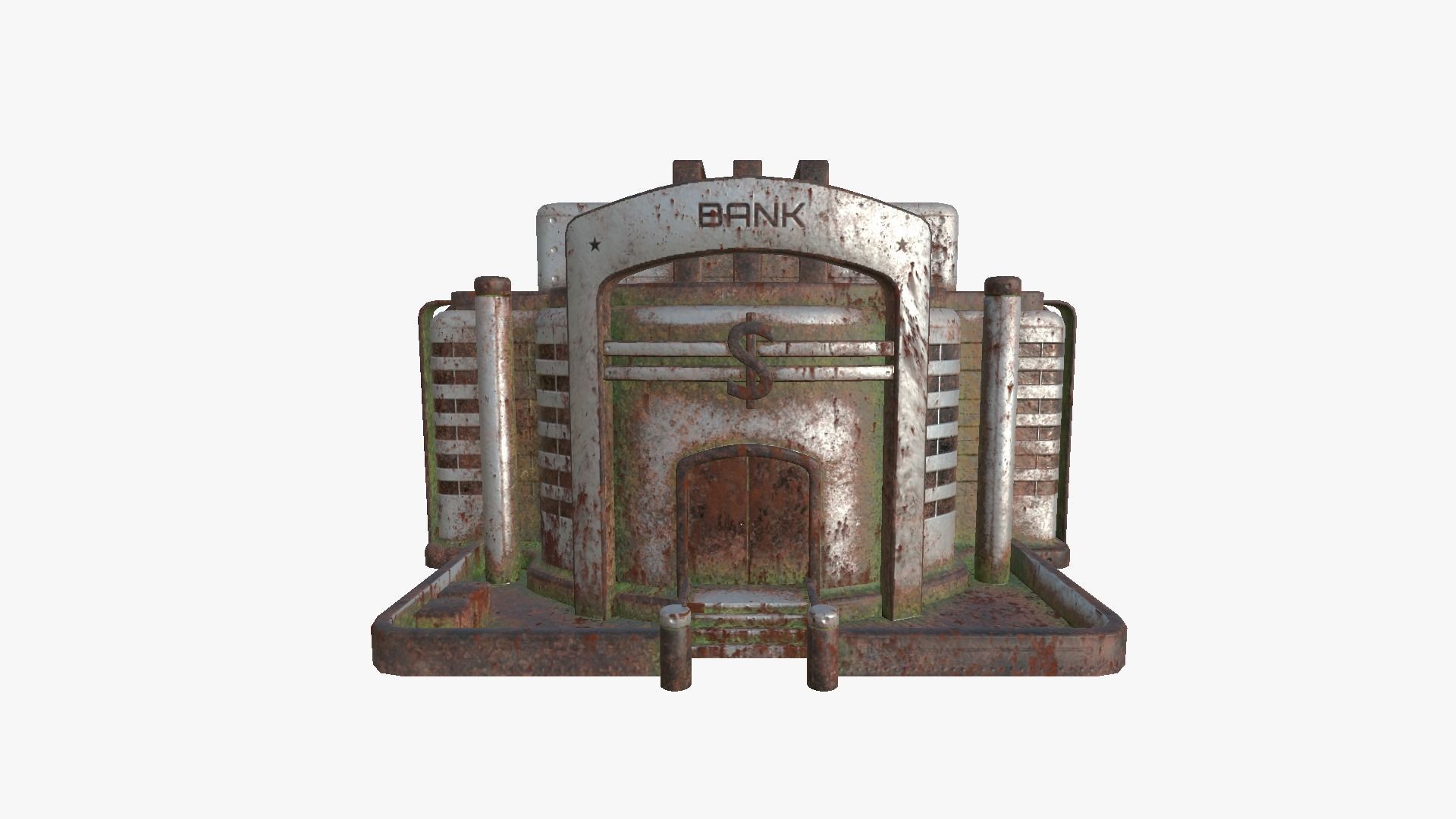 SciFi Bank A10 Abandoned - Sci Fi Exterior Design Low-poly 3D model_1