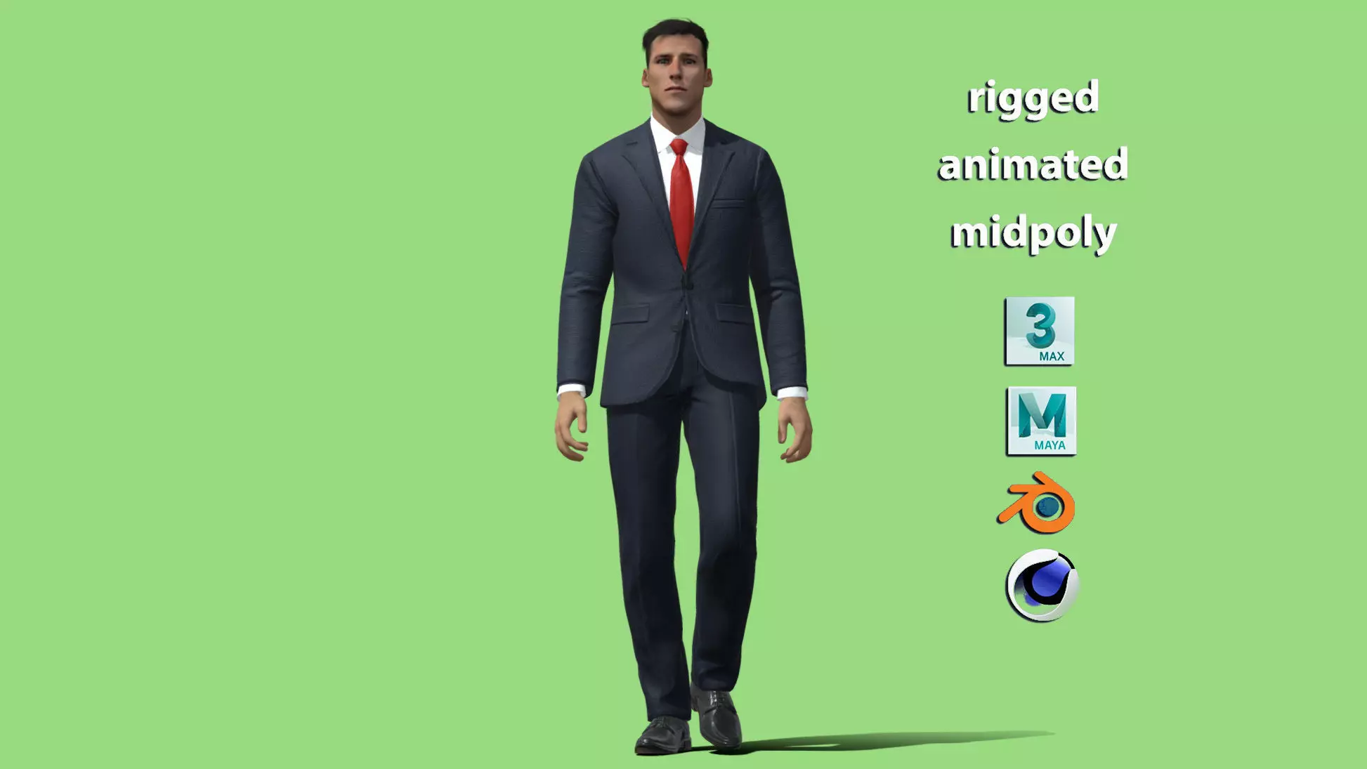 Rigged businessman 3D model_0