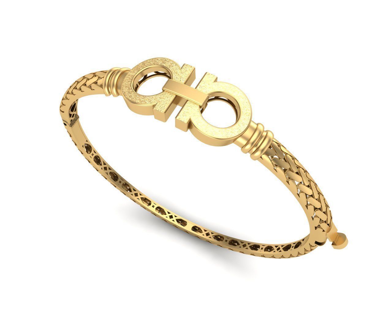Bracelet 2 gold bangle with interlocking design 3D print model_2