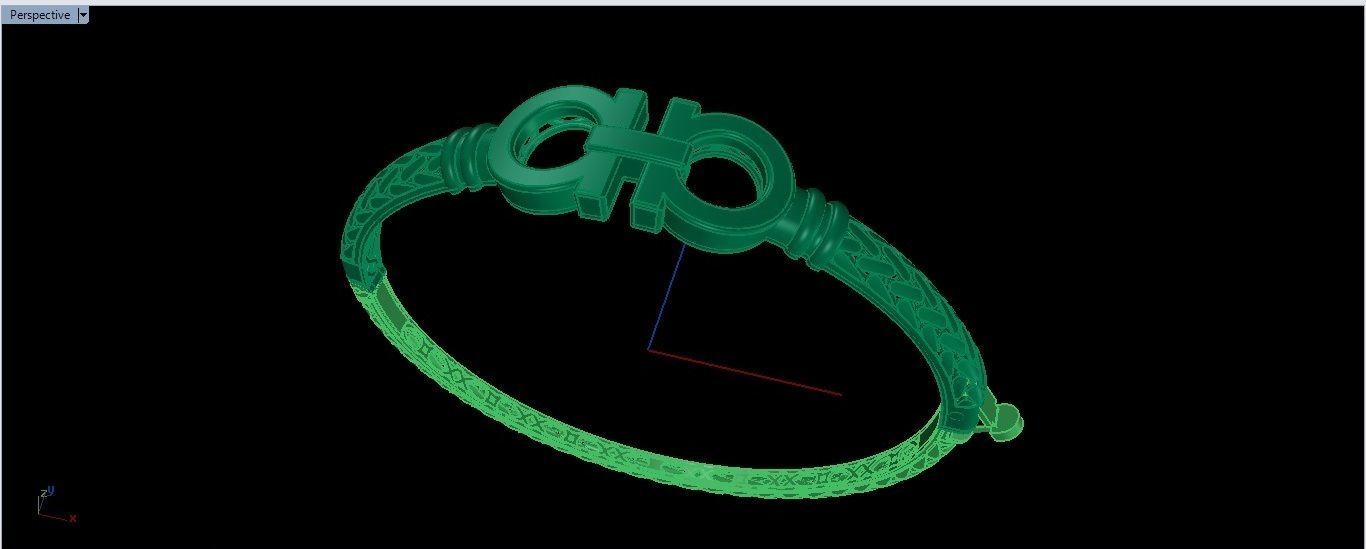 Bracelet 2 gold bangle with interlocking design 3D print model_3